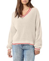 Noisy May - Tenny Stripe V-neck Sweater - Lyst
