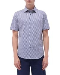 Bugatchi - Miles Ooohcotton Geo Print Short Sleeve Button-Up Shirt - Lyst