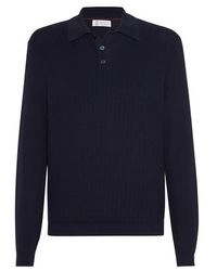 Brunello Cucinelli - Rib Knit Polo - Lyst