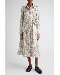 Lafayette 148 New York - Floral Long Sleeve Silk Midi Shirtdress - Lyst