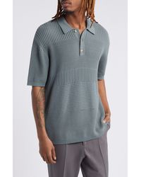TOPMAN - Textured Panel Cotton Polo Sweater - Lyst