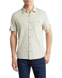 PAIGE - Brayden Short Sleeve Cotton Jersey Button-up Shirt - Lyst