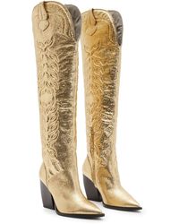 AllSaints - Roxanne Over The Knee Western Boot - Lyst