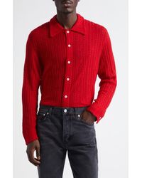 Séfr - Riku Merino Wool Cable Knit Button-Up Shirt - Lyst