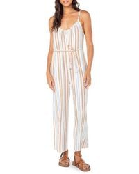 Roxy - Gale Stripe Linen Blend Jumpsuit - Lyst