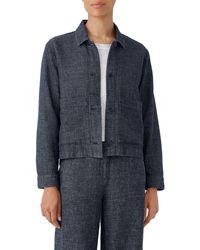 Eileen Fisher - Classic Collar Tweed Hemp & Organic Cotton Jacket - Lyst