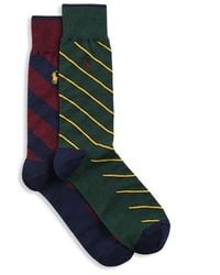 Polo Ralph Lauren - Big & Tall Diagonal Stripe 2-Pk Crew Socks - Lyst