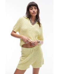 TOPSHOP - Stitchy Textured Short Sleeve Sweater - Lyst