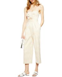 TOPSHOP Twist Bandeau Jumpsuit - Natural