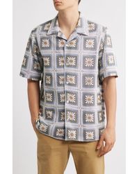 NN07 - Julio Crochet Cotton Short Sleeve Button-Up Camp Shirt - Lyst