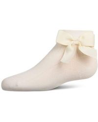 Memoi - Ribbed Bow Anklet Socks - Lyst