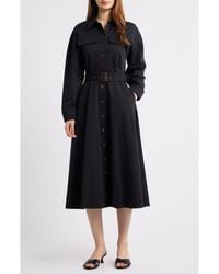 FREEMARKET - Belted Long Sleeve Shirtdress - Lyst