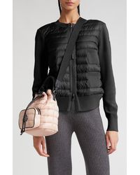 Moncler - Mixed Media Quilt Front Wool Cardigan - Lyst