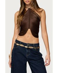 Edikted - Hara Fringed Crop Halter Top - Lyst