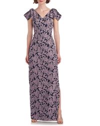 JS Collections - Gwendolyn Embroidered Bow Shoulder Column Gown - Lyst