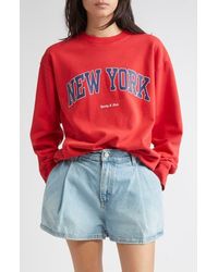 Sporty & Rich - New York Ivy Cotton Crewneck Sweatshirt - Lyst