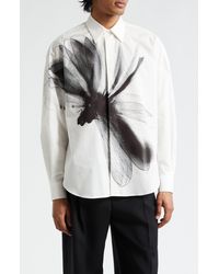 Alexander McQueen - Dragonfly Print Long Sleeve Cotton Button-up Shirt - Lyst