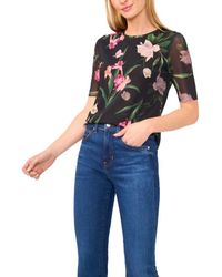 Ted Baker - Floral Print Mesh T-Shirt - Lyst