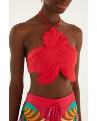 FARM Rio - 3D Shell Embroidered Halter Cover-Up Top - Lyst