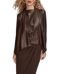 Donna Karan - Flyaway Faux Leather & Knit Jacket - Lyst