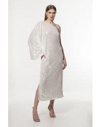 Karen Millen - One Shoulder Woven Sequin Dress - Lyst