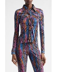 Versace - Python Print Liquid Jersey Button-Up Shirt - Lyst