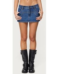 Edikted - Stitched Up Denim Mini Skort - Lyst