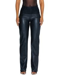 Naked Wardrobe - Straight Croc Faux Leather Straight Leg Pants - Lyst