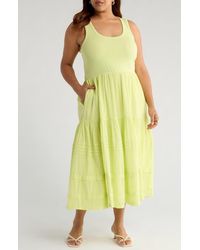 Treasure & Bond - Mixed Media Cotton Blend Maxi Dress - Lyst