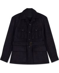 Fortela - Clint Herringbone Cotton Sahariana Jacket - Lyst