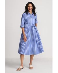 Lands' End - Poplin Midi Wrap Front Dress - Lyst