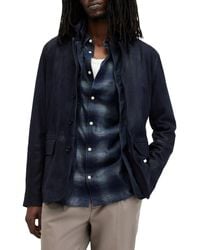 AllSaints - Survey Leather & Wool Blend Layered Jacket - Lyst
