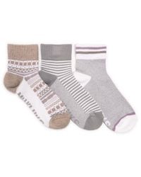 Muk Luks - Cotton Compression Quarter Crew Socks 3 Pair Pack - Lyst