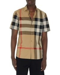 Burberry - Summerton Archive Short Sleeve Check Cotton Poplin Button-up Shirt - Lyst