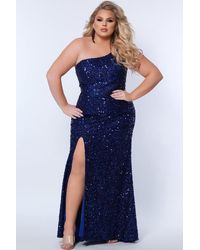 Sydney's Closet - One-Shoulder Sequin Plus Size Evening Gown - Lyst