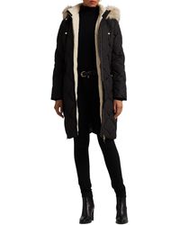 Lauren by Ralph Lauren - Down & Feather Fill Coat With Faux Fur Trim Detachable Hood - Lyst