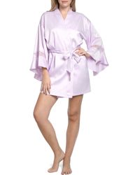 In Bloom - Lace Trim Satin Robe - Lyst