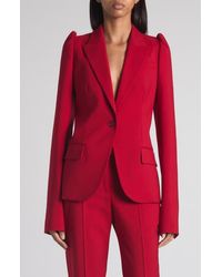 McQueen - One-Button Wool Grain De Poudre Jacket - Lyst