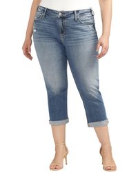 Silver Jeans Co. - Elyse Luxe Stretch Distressed Capri Jeans - Lyst