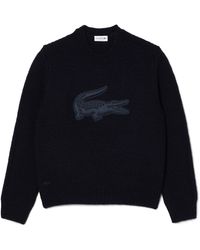 Lacoste - Classic Fit Logo Patch Wool Blend Sweater - Lyst