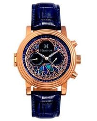 Heritor - Legacy Leather-Band Watch W/Day/Date - Lyst