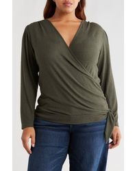Loveappella - Wrap Front Side Tie Knit Top - Lyst