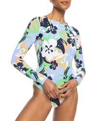 Roxy - Floral Long Sleeve One-piece Swimsuit - Lyst