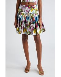 Dolce & Gabbana - Nocturnal Floral Print Pleated Cotton Poplin Skirt - Lyst