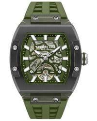 Kenneth Cole - Skeleton Tonneau Automatic Silicone Strap Watch, 44Mm X 56.2Mm - Lyst