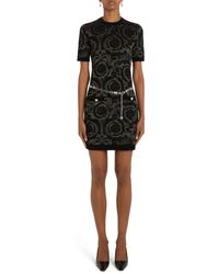 Versace - Barocco Silhouette Chenille Jacquard Sweater Dress - Lyst