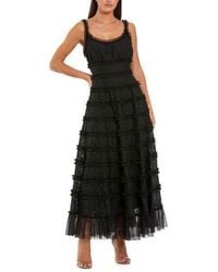 Mac Duggal - Sleeveless Lace A-Line Midi Dress With Ruffles - Lyst