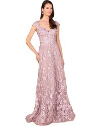 LARA New York - Cap Sleeves, A-Line Dress With Feathers - Lyst