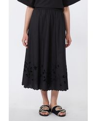 Weekend by Maxmara - Caravan Scalloped Eyelet Cotton Poplin Midi Skirt - Lyst
