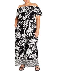 City Chic - Sienna Floral Off The Shoulder Jumpsuit - Lyst
